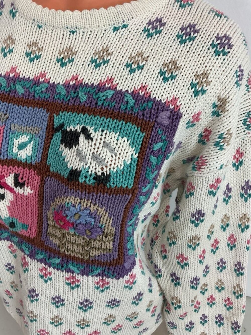 Northern Isles Vintage Cow Sweater Farm Cottagecore Women’s Medium - Picture 2 of 5